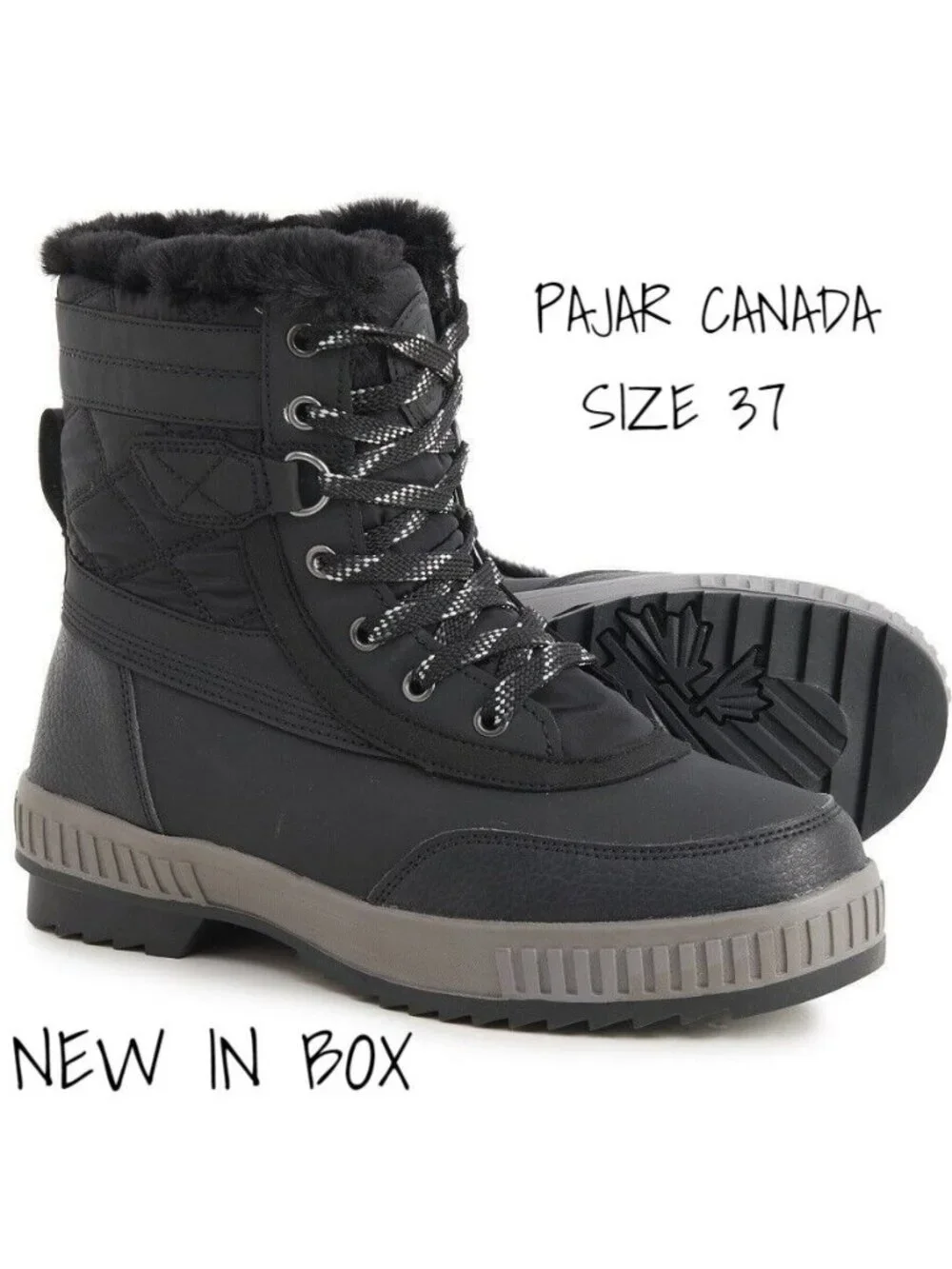 Pajar Boots Black Waterproof  Insulated Karley Women Snow 37 EUR New In Box